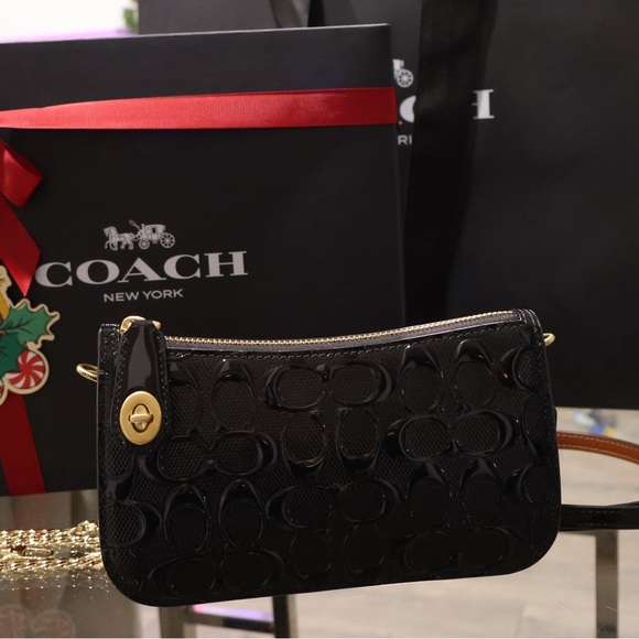 Coach Penn B4/ Black Shoulder Bag Signature Patent Leather CM552 - Picture 8 of 14